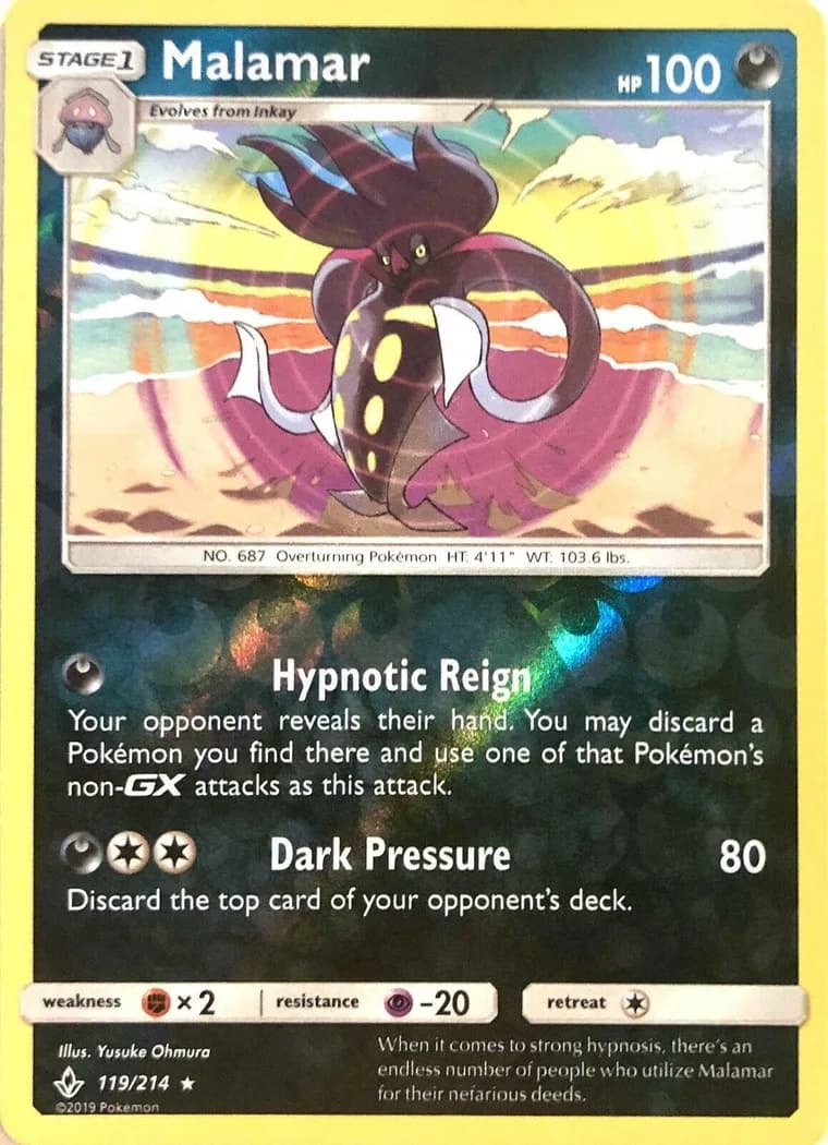 Malamar reverse holo card front, Unbroken Bonds 119/214