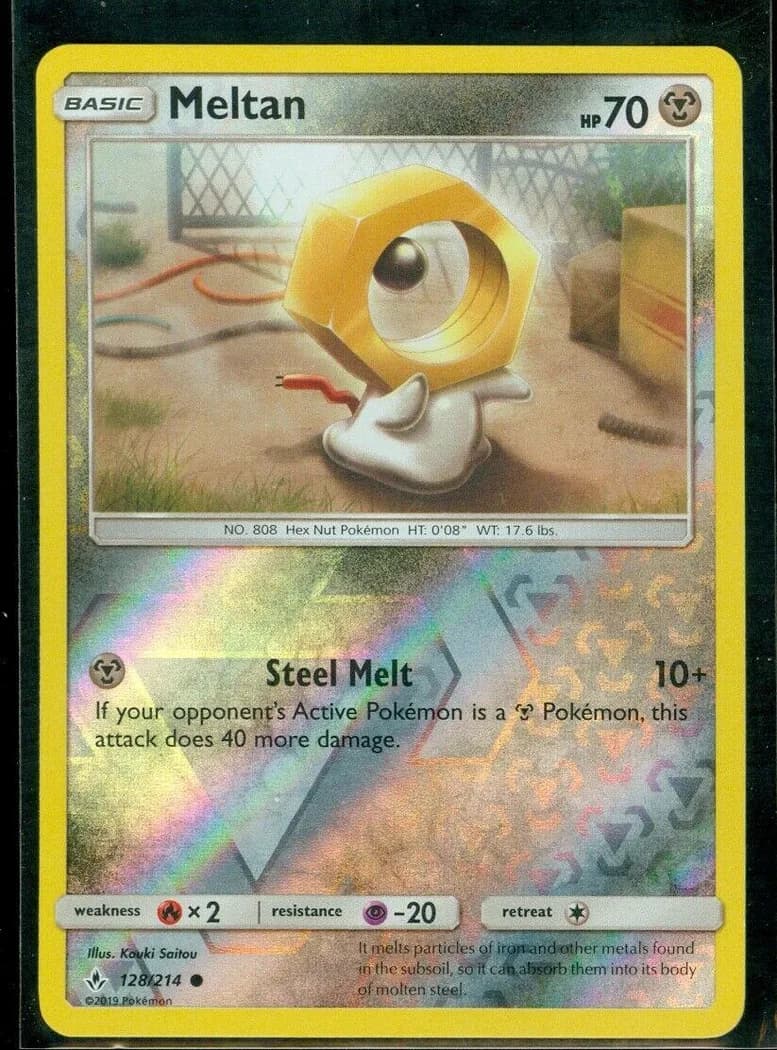 Meltan reverse holo card front, Unbroken Bonds 128/214