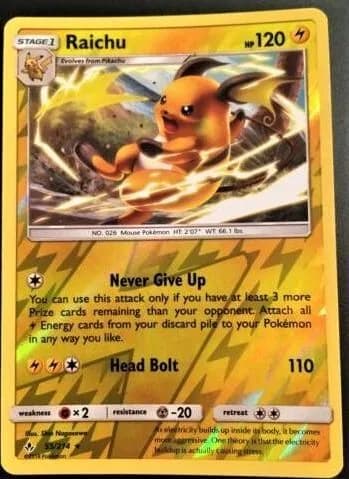 Raichu reverse holo card front, Unbroken Bonds 55/214