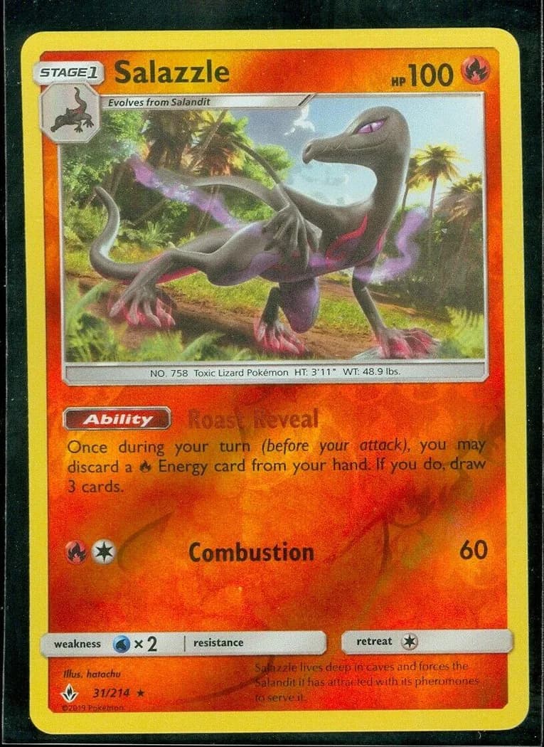 Salazzle reverse holo card front, Unbroken Bonds 31/214
