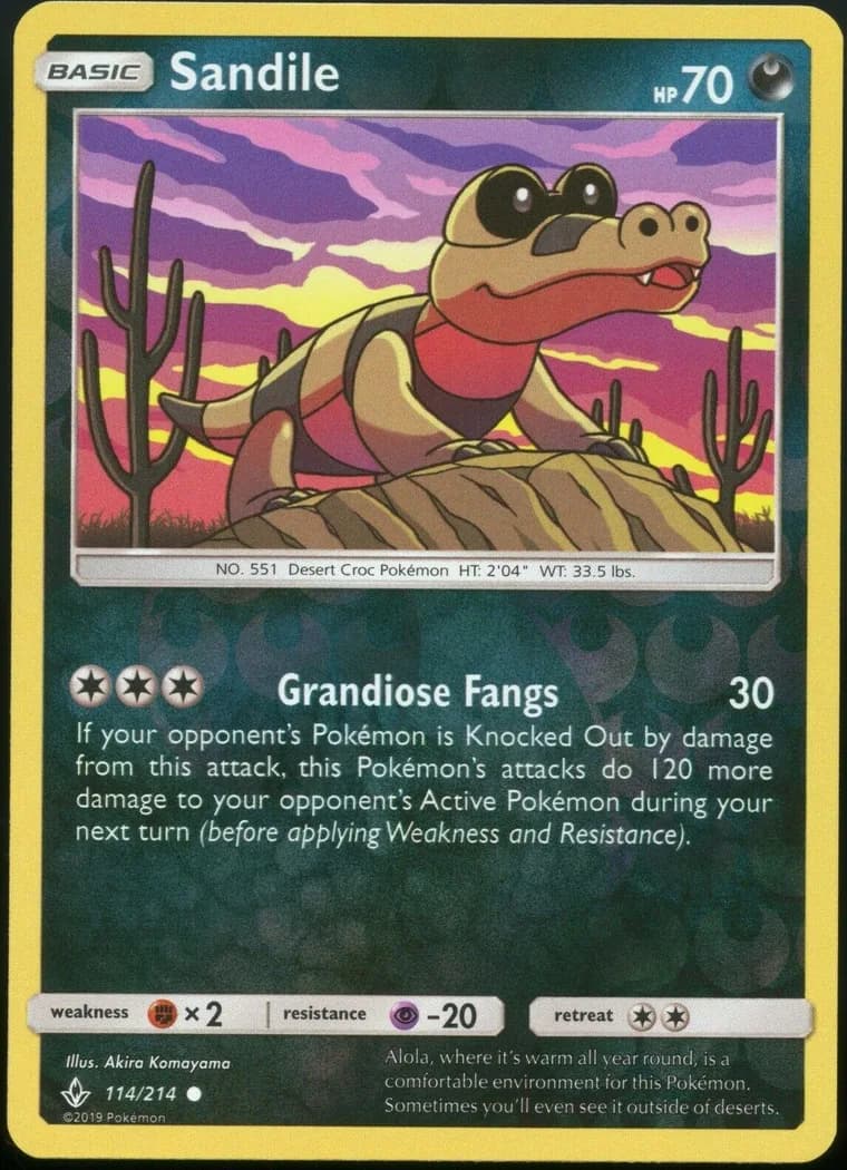 Sandile reverse holo card front, Unbroken Bonds 114/214