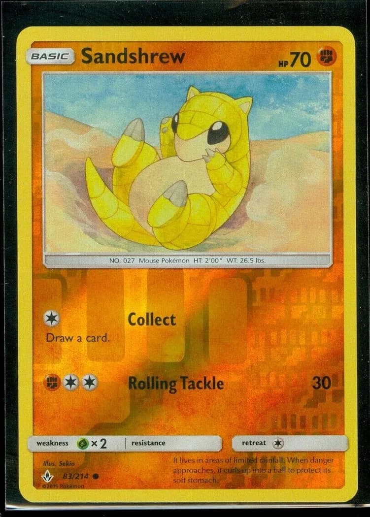 Sandshrew reverse holo card front, Unbroken Bonds 83/214