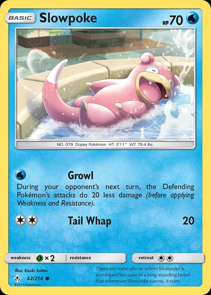 Slowpoke card front, Unbroken Bonds 42/214