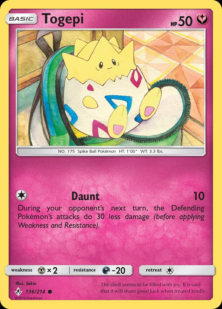 Togepi card front, Unbroken Bonds 136/214