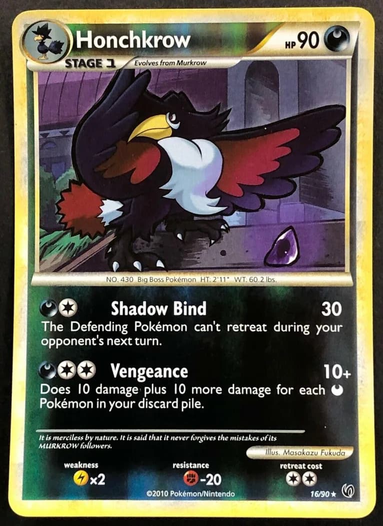 Honchkrow reverse holo card front, Undaunted 16/90