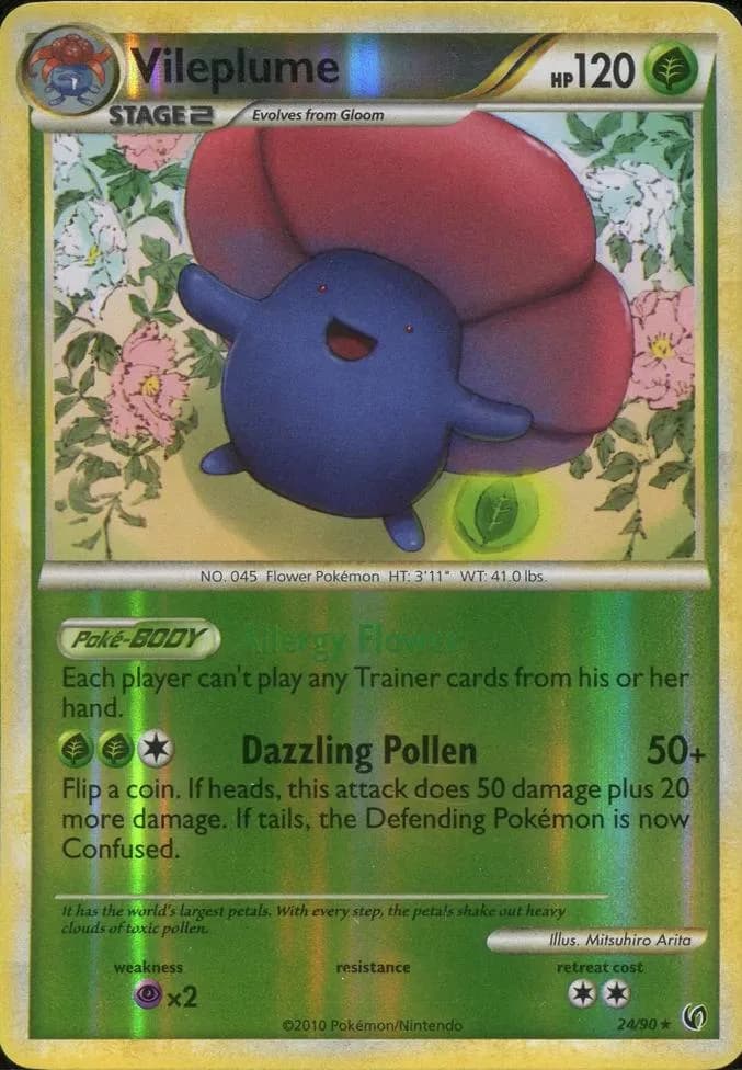 Vileplume reverse holo card front, Undaunted 24/90