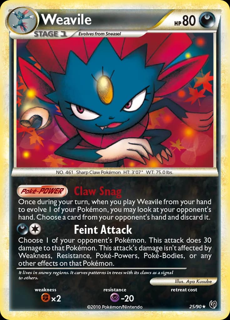 Weavile card front, Undaunted 25/90