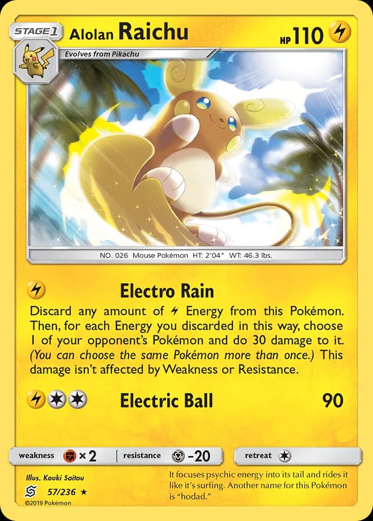 Alolan Raichu card front, Unified Minds 57/236
