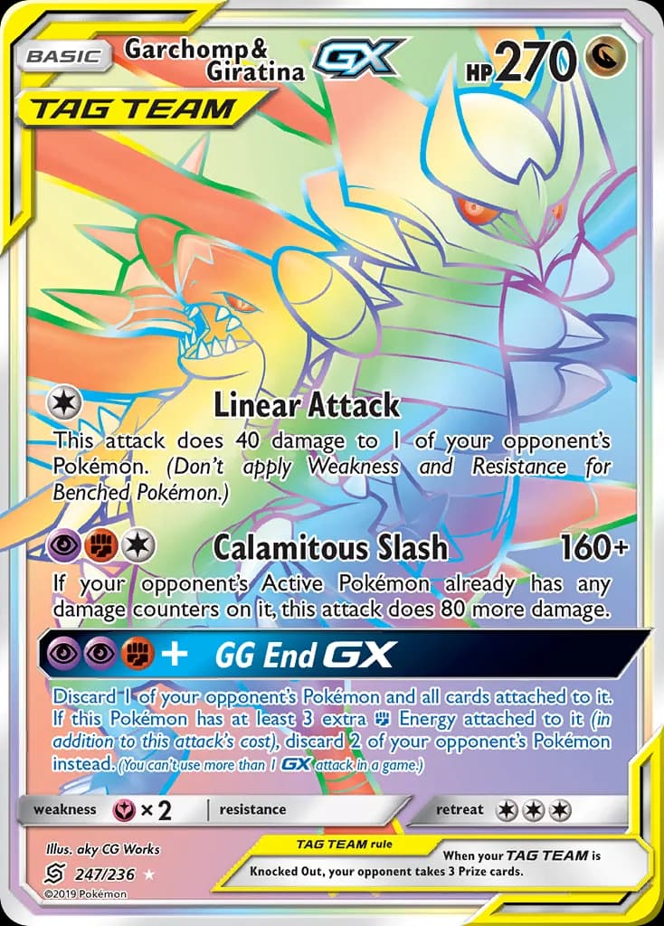 Unified Minds Garchomp & Giratina-GX card front, 247/236