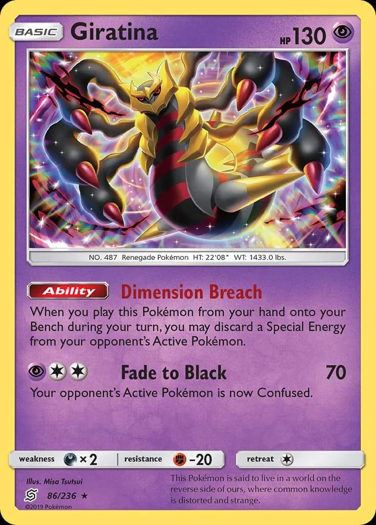 Giratina card front, Unified Minds 86/236