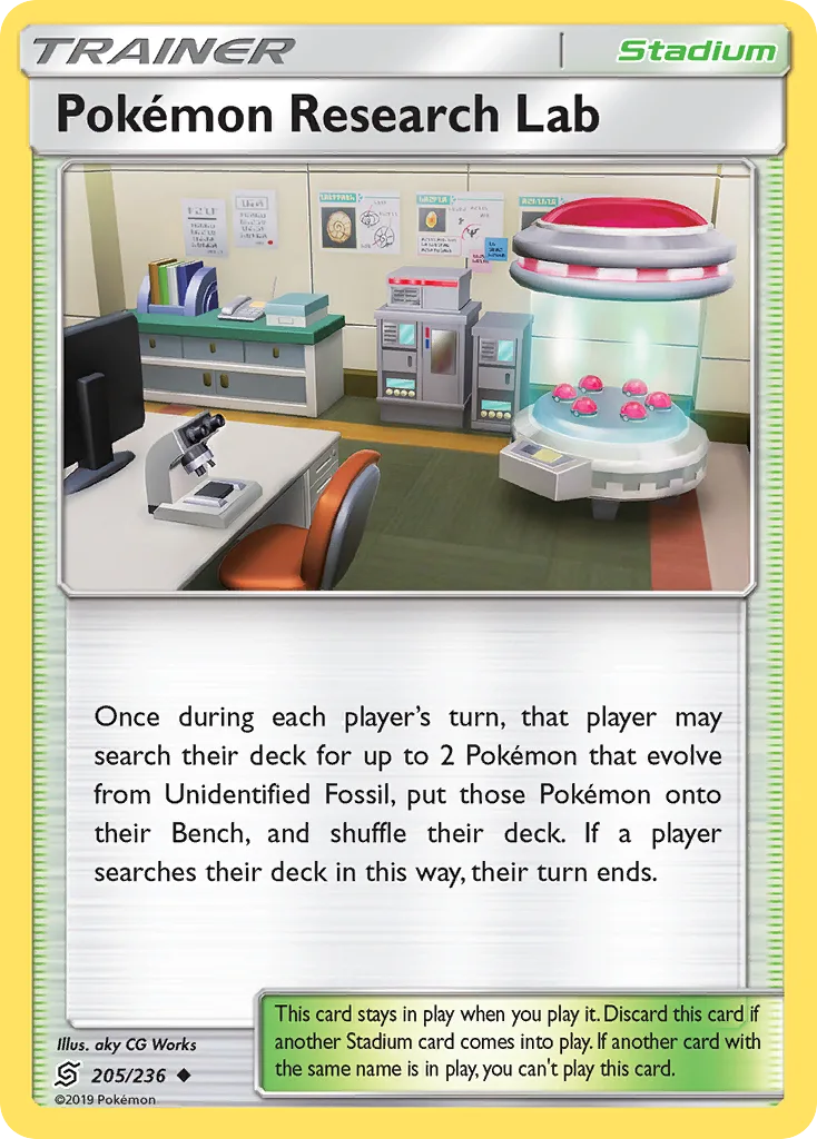 Unified Minds Pokémon Research Lab card front, 205/236