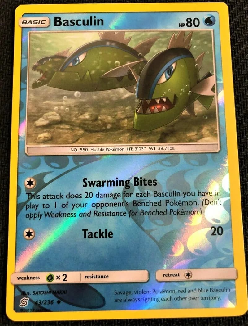 Basculin reverse holo card front, Unified Minds 43/236