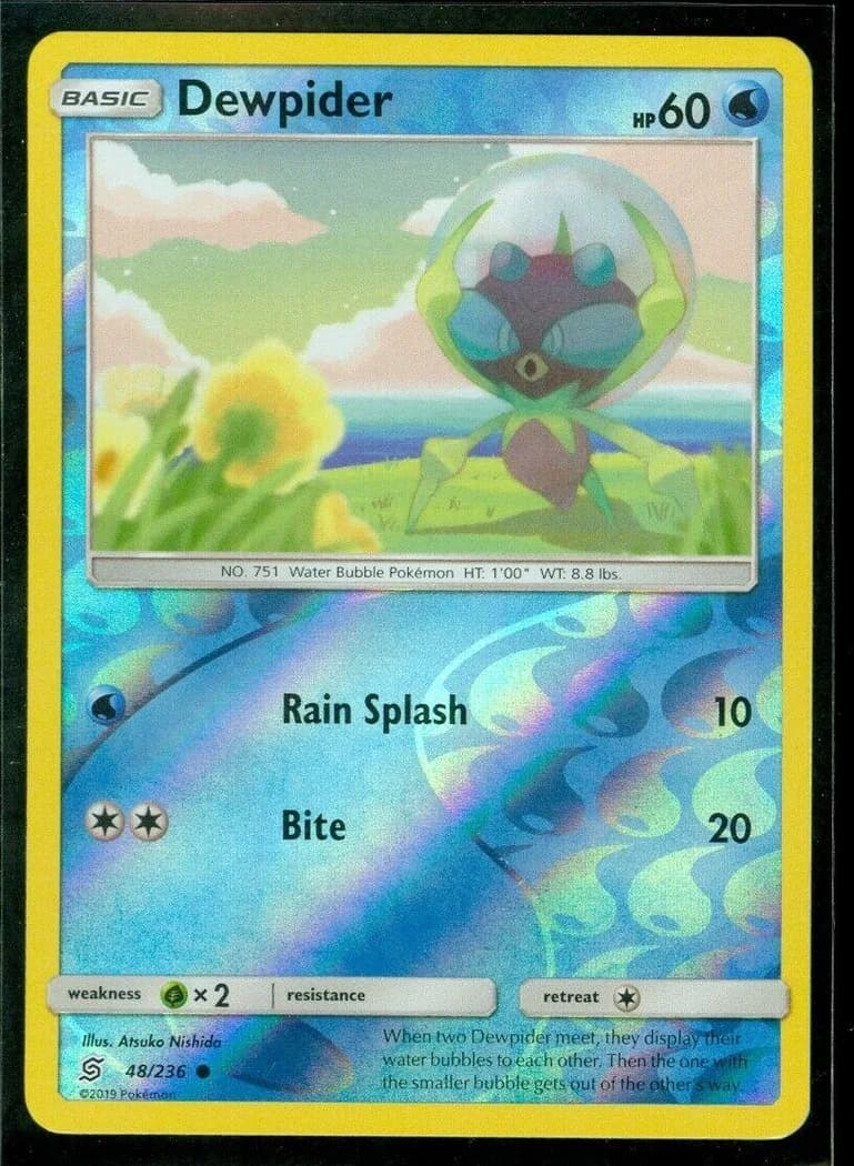 Dewpider reverse holo card front, Unified Minds 48/236