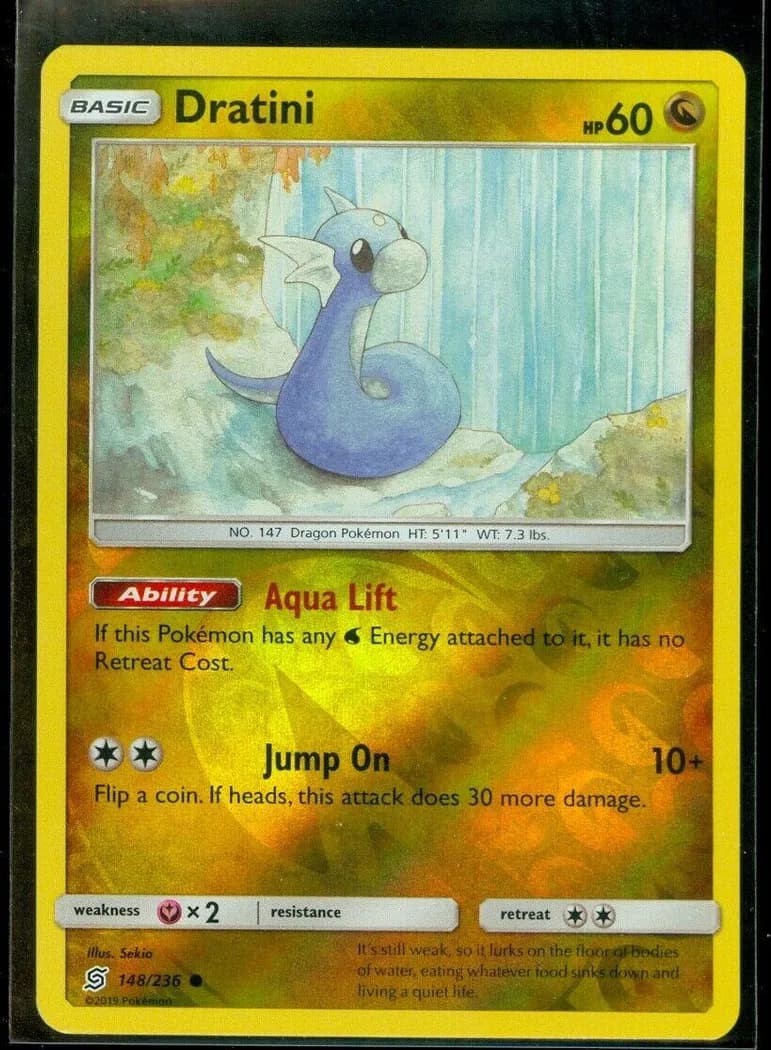 Dratini reverse holo card front, Unified Minds 148/236