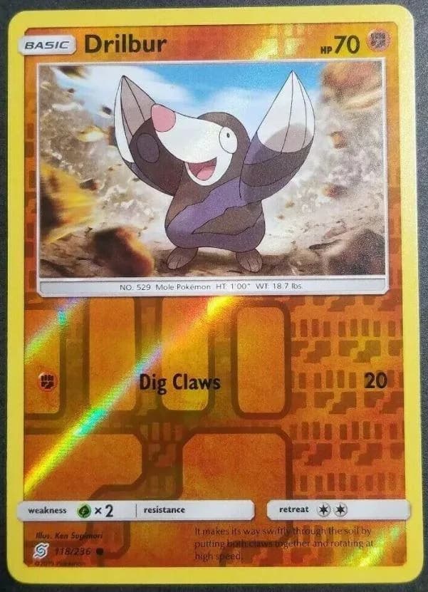 Drilbur reverse holo card front, Unified Minds 118/236