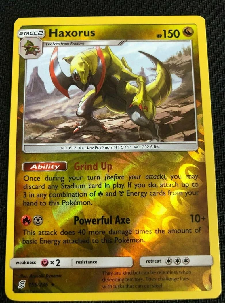 Haxorus reverse holo card front, Unified Minds 156/236