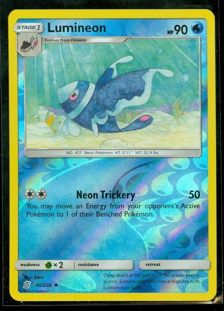 Lumineon reverse holo card front, Unified Minds 40/236