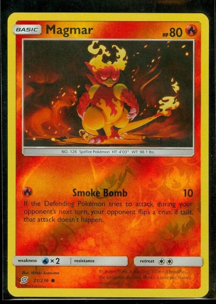 Magmar reverse holo card front, Unified Minds 21/236