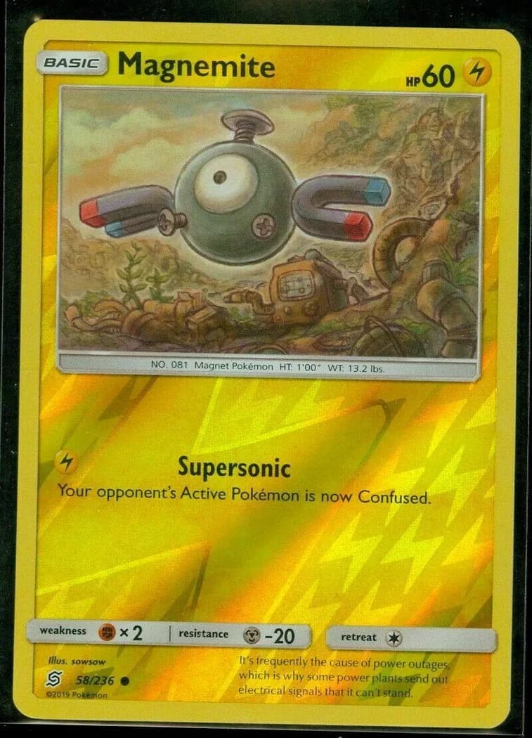 Magnemite reverse holo card front, Unified Minds 58/236