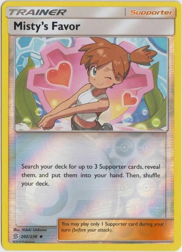 Misty's Favor reverse holo card front, Unified Minds 202/236