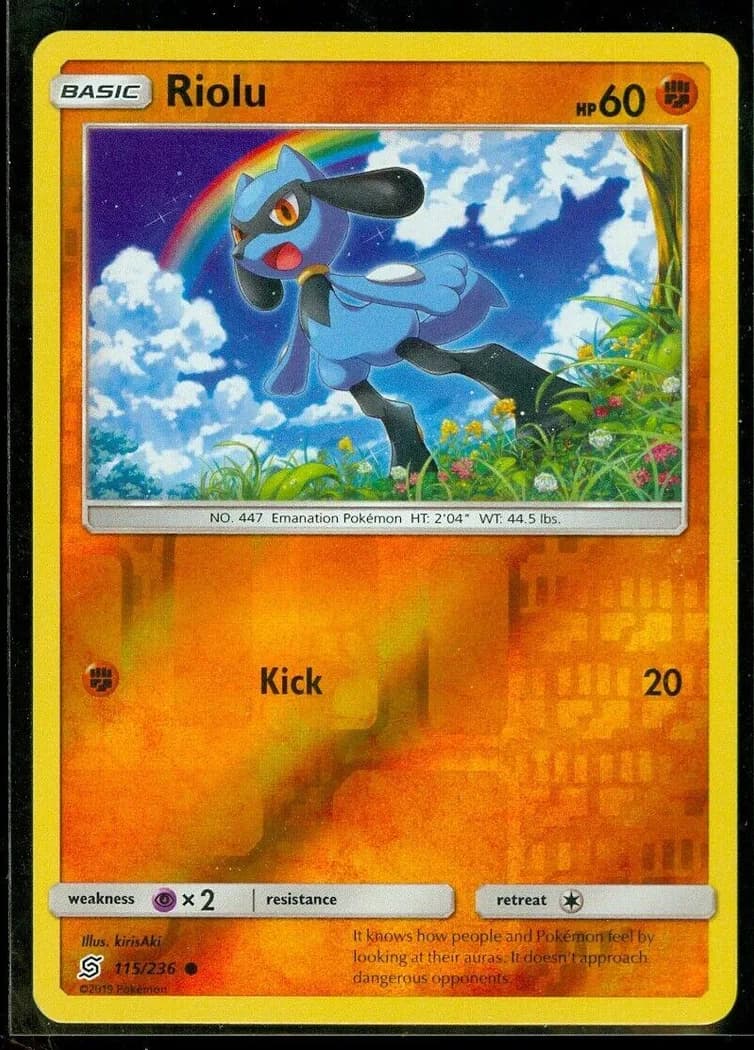 Riolu reverse holo card front, Unified Minds 115/236