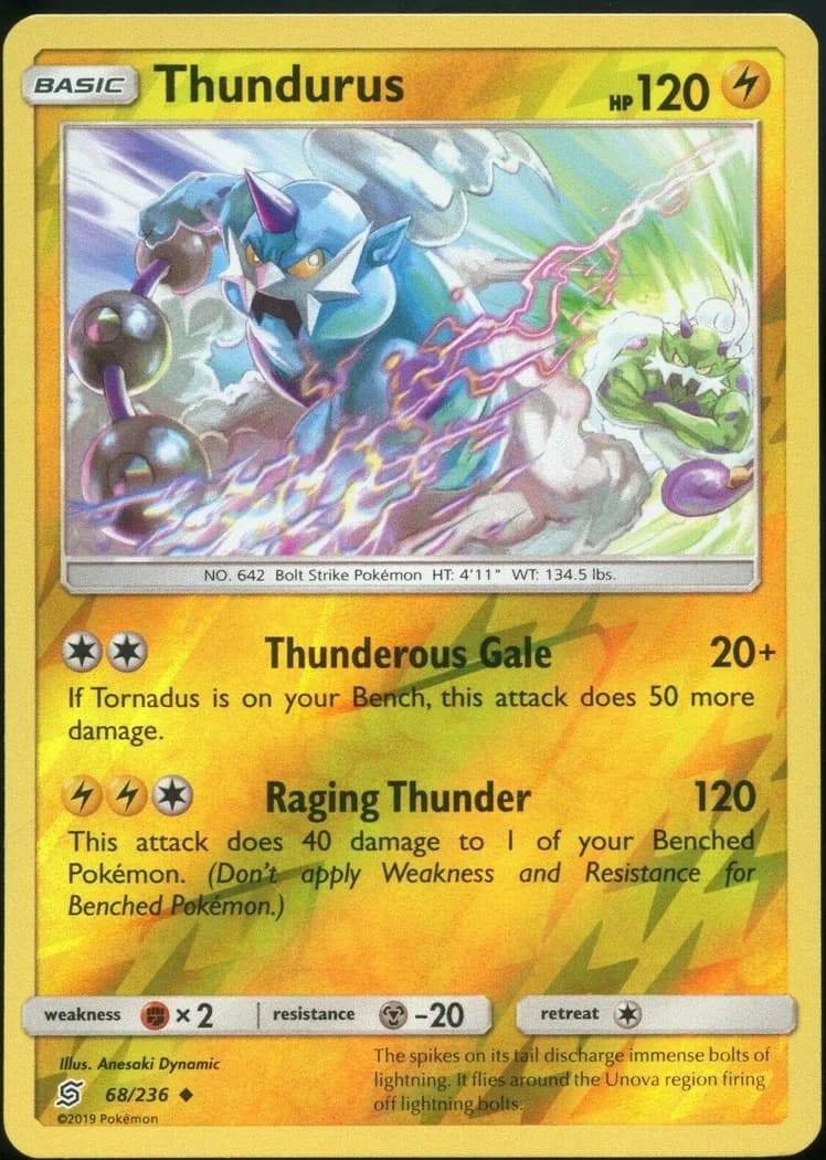 Thundurus reverse holo card front, Unified Minds 68/236