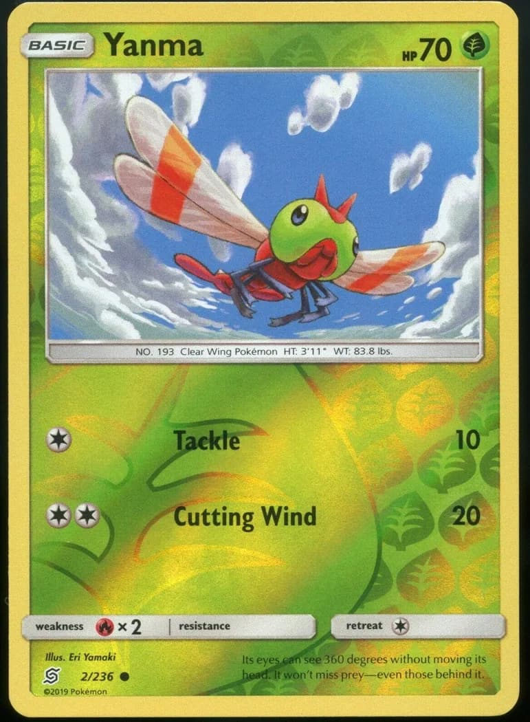 Yanma reverse holo card front, Unified Minds 2/236