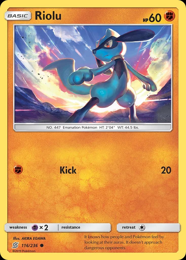 Unified Minds Riolu card front, 116/236
