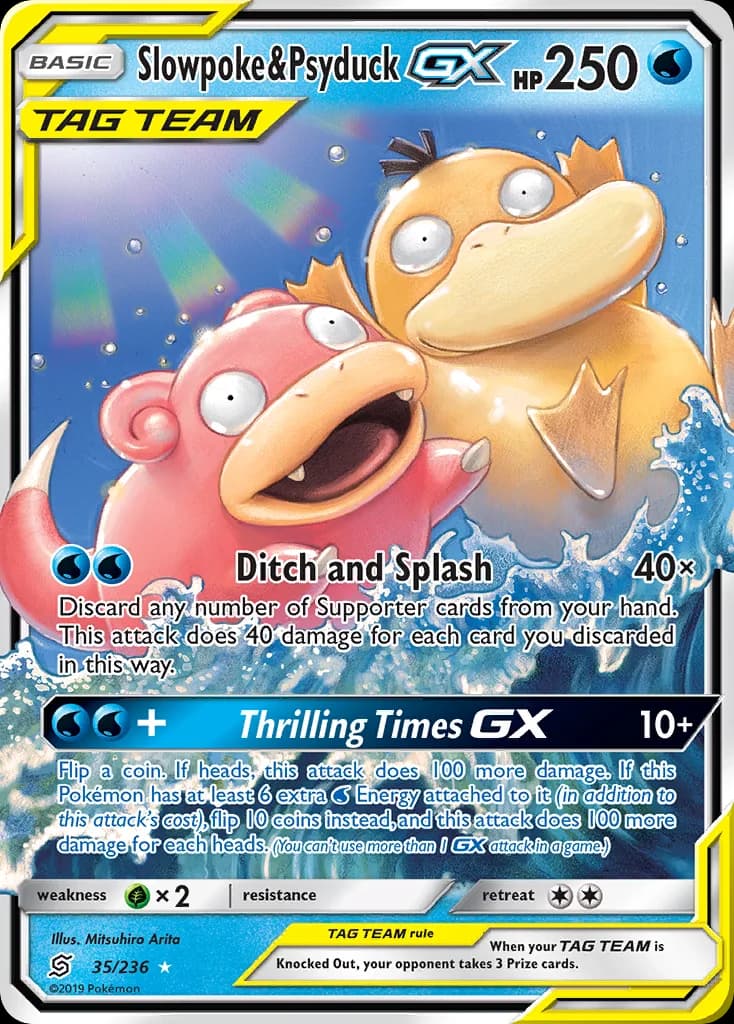 Unified Minds Slowpoke & Psyduck-GX card front, 35/236
