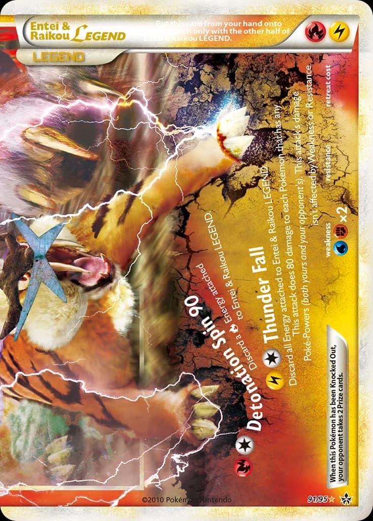 Unleashed Entei & Raikou LEGEND card front, 91/95