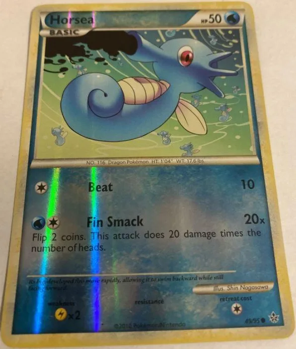 Horsea reverse holo card front, Unleashed 49/95