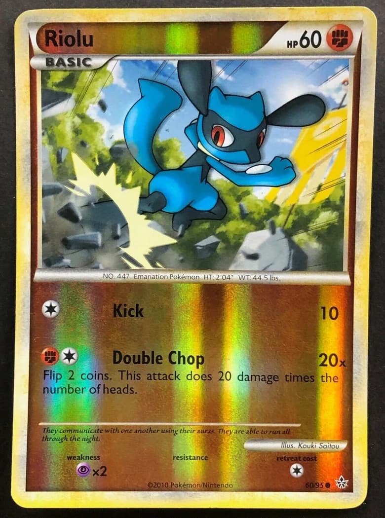 Riolu reverse holo card front, Unleashed 60/95