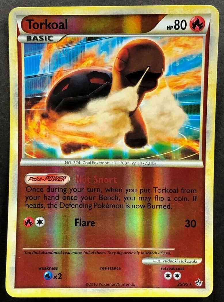 Torkoal reverse holo card front, Unleashed 25/95