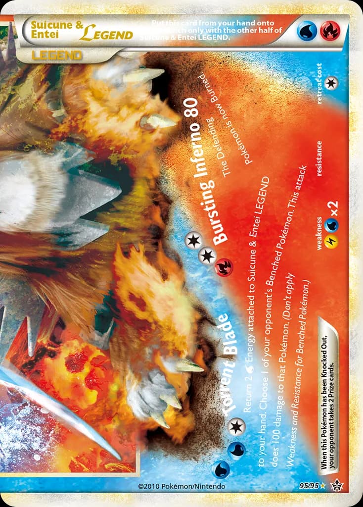 Unleashed Suicune & Entei LEGEND card front, 95/95