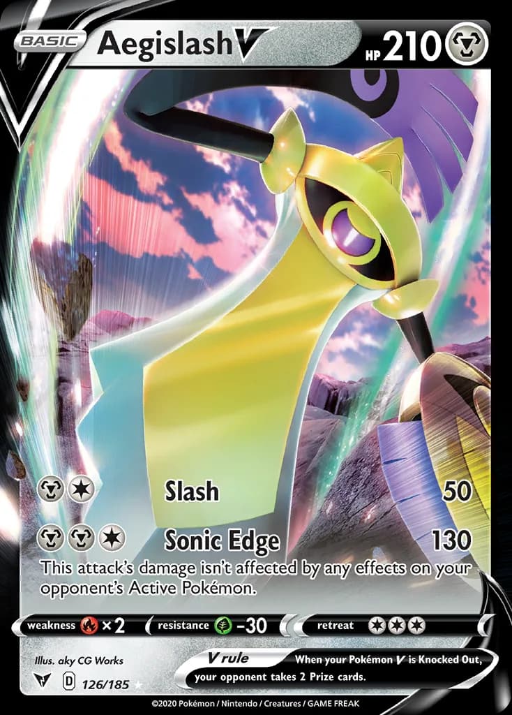 Aegislash V card front, Vivid Voltage 126/185