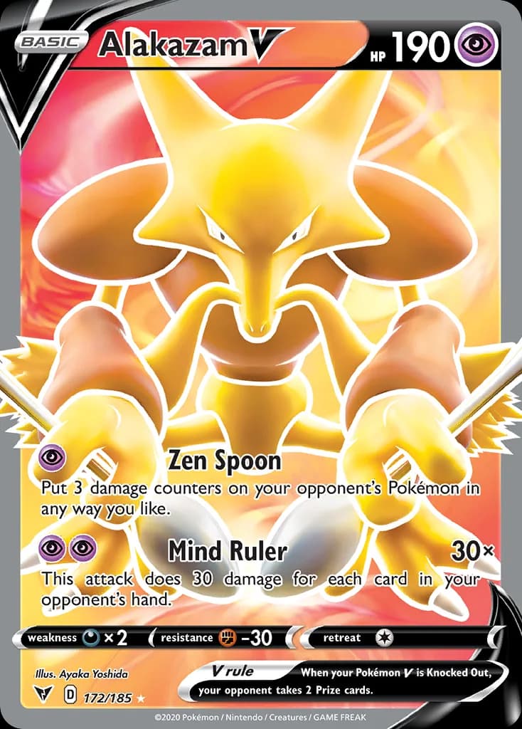 Vivid Voltage Alakazam V card front, 172/185