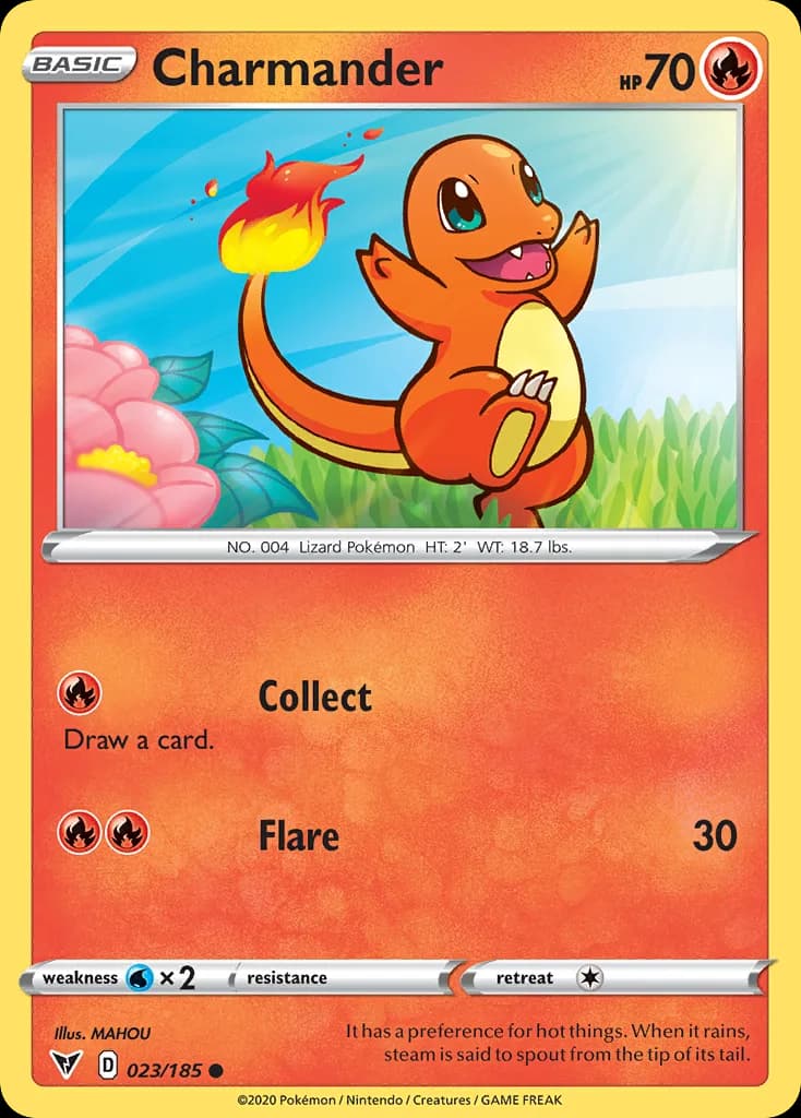 Vivid Voltage Charmander card front, 23/185
