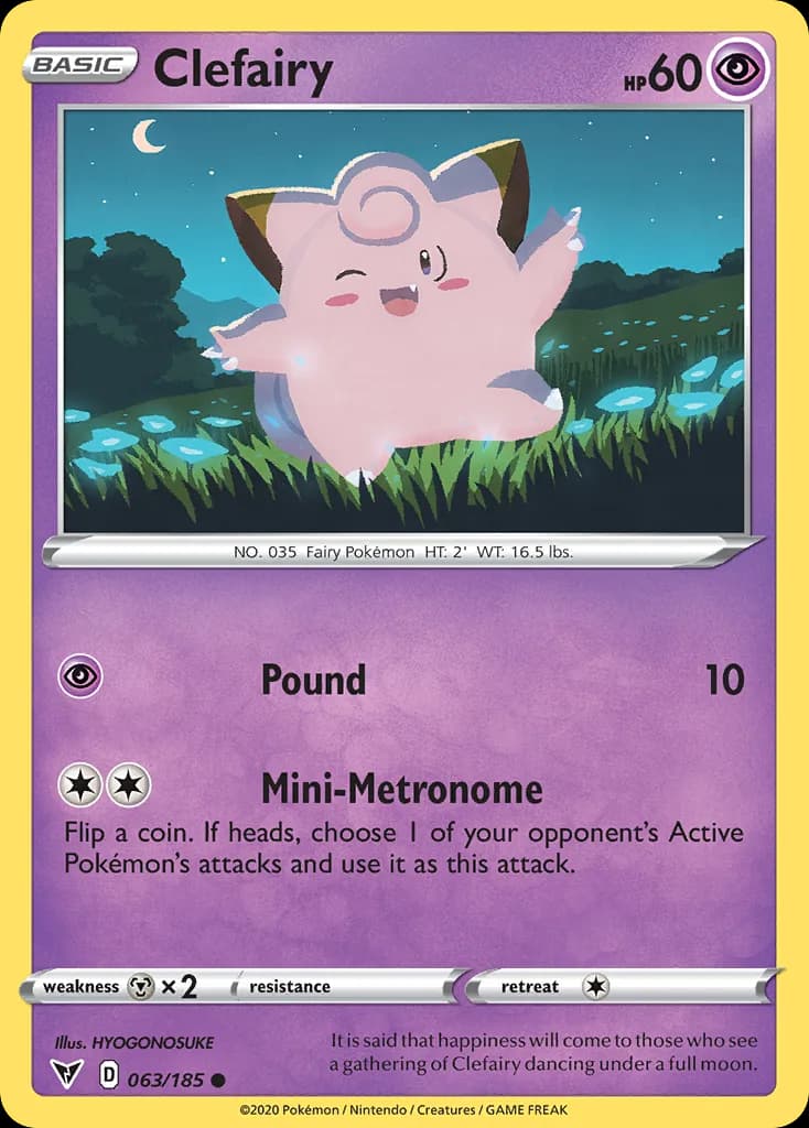 Vivid Voltage Clefairy card front, 63/185