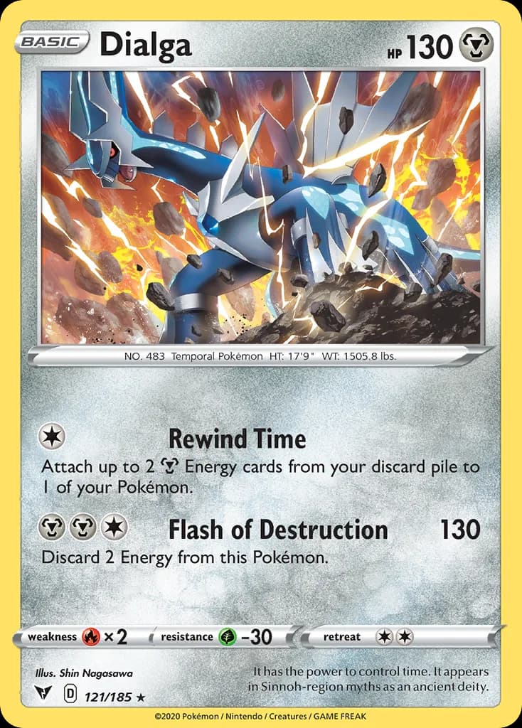 Dialga card front, Vivid Voltage 121/185