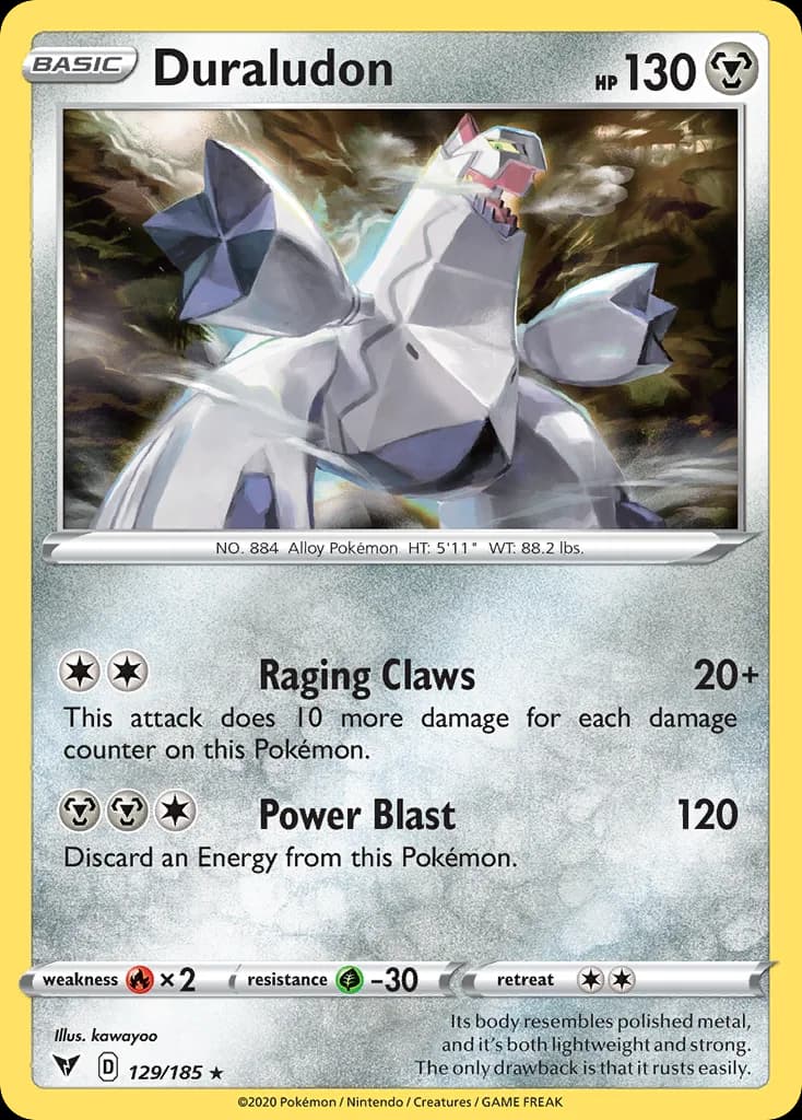 Vivid Voltage Duraludon card front, 129/185