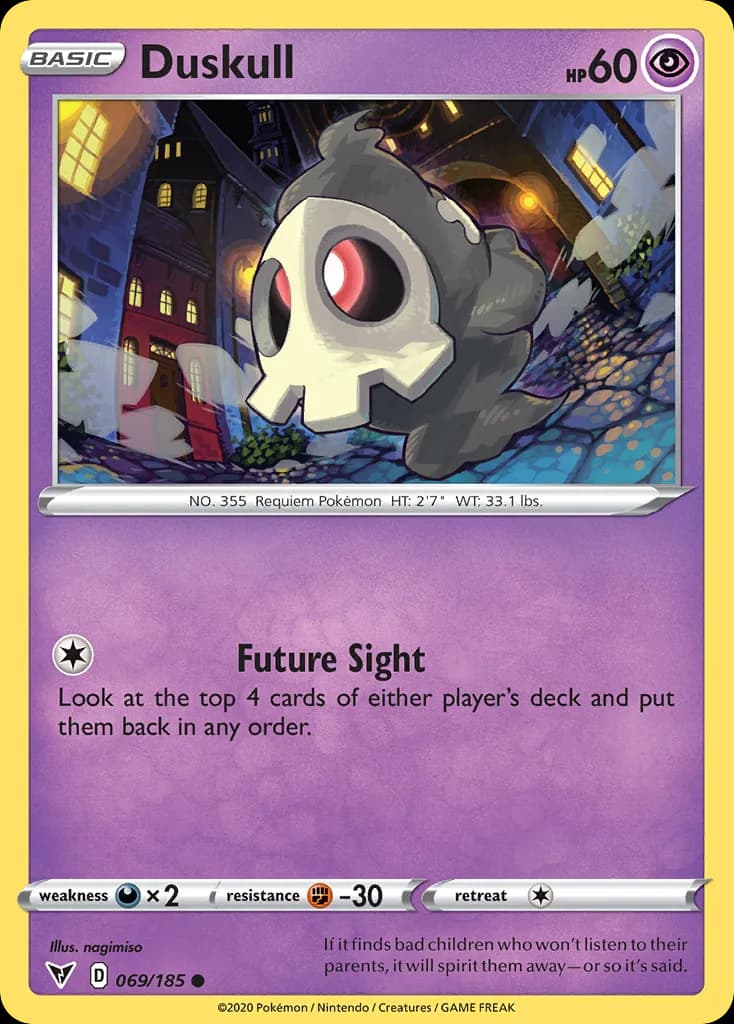 Vivid Voltage Duskull card front, 69/185