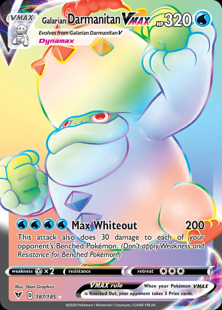 Vivid Voltage Galarian Darmanitan VMAX card front, 187/185