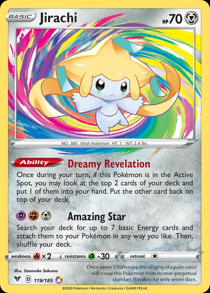Jirachi card front, Vivid Voltage 119/185