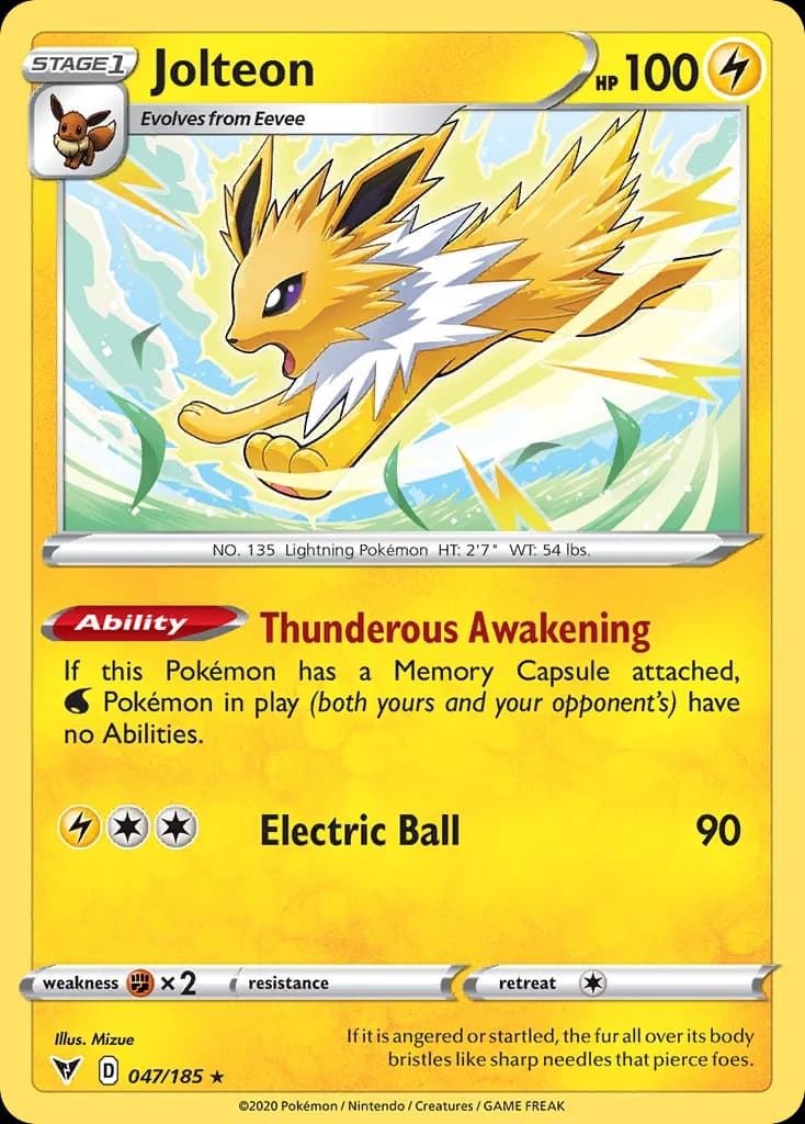 Jolteon card front, Vivid Voltage 47/185