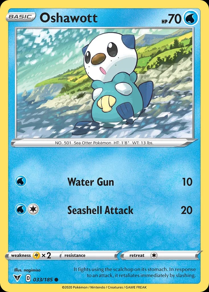Oshawott card front, Vivid Voltage 33/185