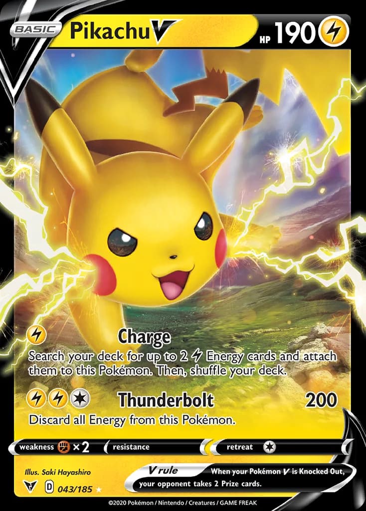 Vivid Voltage Pikachu V card front, 43/185