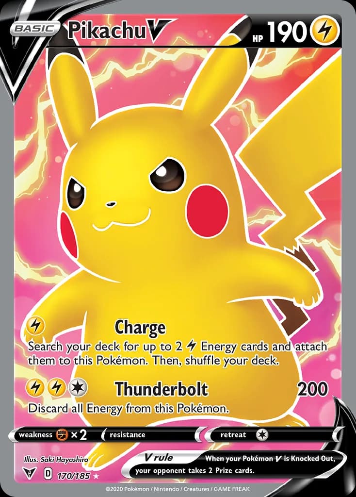 Vivid Voltage Pikachu V card front, 170/185