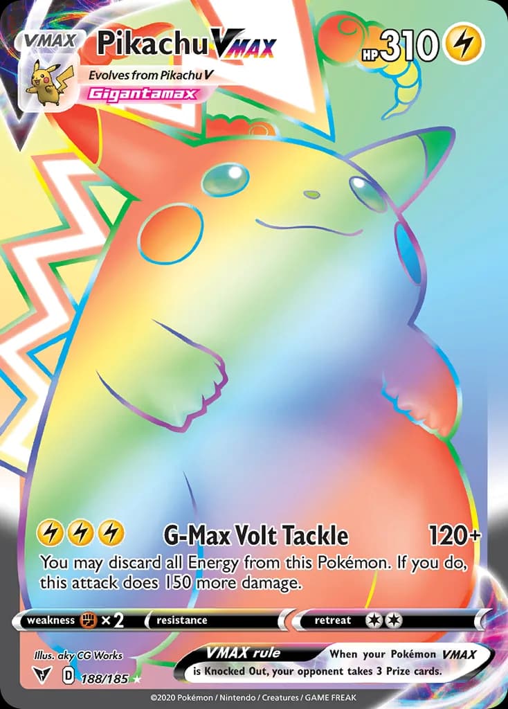 Vivid Voltage Pikachu VMAX card front, 188/185