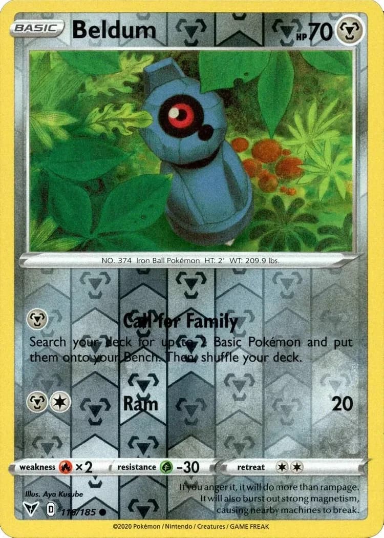 Beldum reverse holo card front, Vivid Voltage 116/185