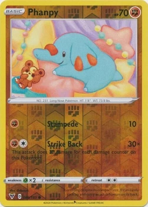 Phanpy reverse holo card front, Vivid Voltage 86/185
